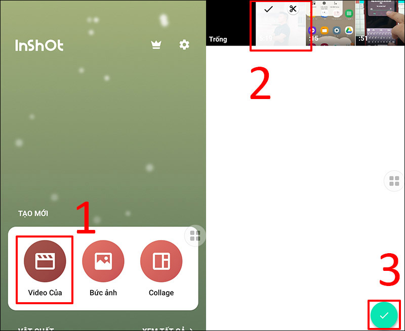 Tải video muốn chỉnh sửa lên Inshot